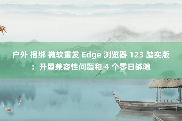 户外 捆绑 微软重发 Edge 浏览器 123 踏实版：开垦兼容性问题和 4 个零日罅隙