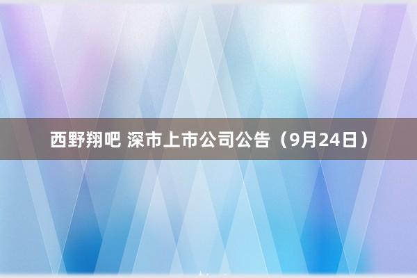 西野翔吧 深市上市公司公告（9月24日）