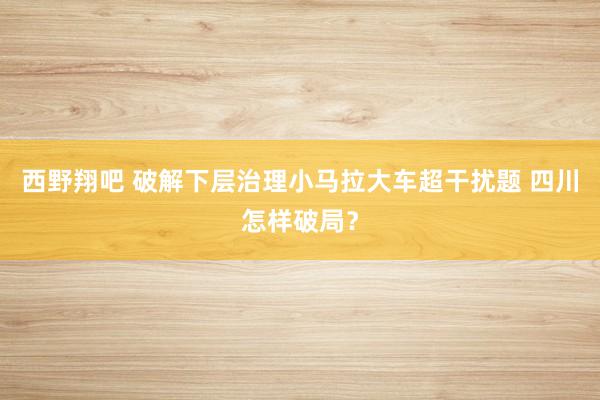 西野翔吧 破解下层治理小马拉大车超干扰题 四川怎样破局？