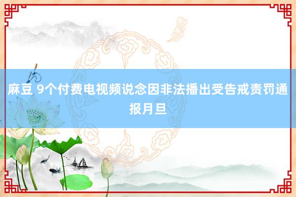 麻豆 9个付费电视频说念因非法播出受告戒责罚通报月旦