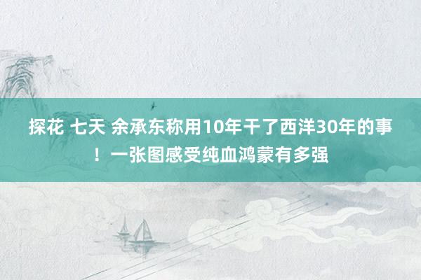 探花 七天 余承东称用10年干了西洋30年的事！一张图感受纯血鸿蒙有多强