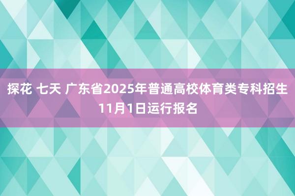 探花 七天 广东省2025年普通高校体育类专科招生11月1日运行报名