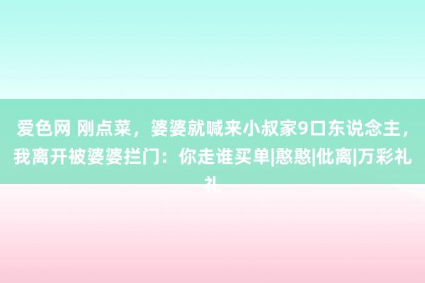 爱色网 刚点菜，婆婆就喊来小叔家9口东说念主，我离开被婆婆拦门：你走谁买单|憨憨|仳离|万彩礼