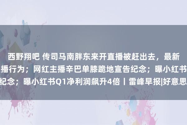 西野翔吧 传司马南胖东来开直播被赶出去，最新回话：卖场回绝任何直播行为；网红主播辛巴单膝跪地宣告纪念；曝小红书Q1净利润飙升4倍丨雷峰早报|好意思团|马斯克