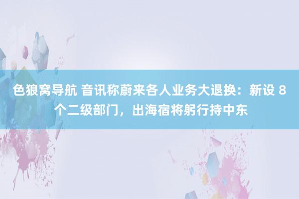 色狼窝导航 音讯称蔚来各人业务大退换：新设 8 个二级部门，出海宿将躬行持中东