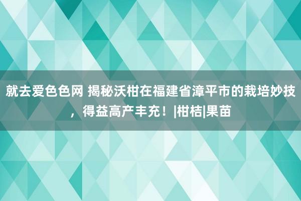 就去爱色色网 揭秘沃柑在福建省漳平市的栽培妙技，得益高产丰充！|柑桔|果苗