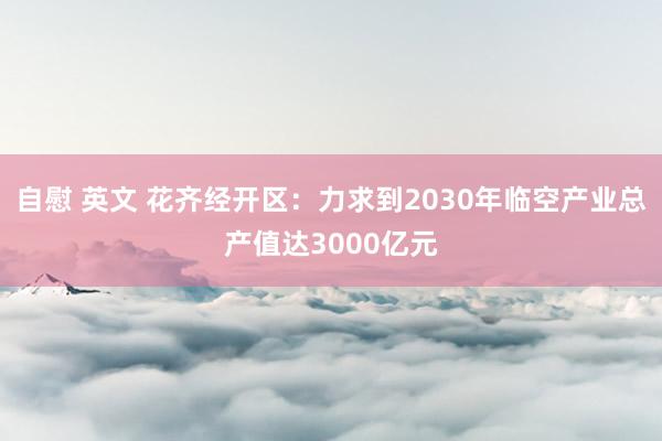 自慰 英文 花齐经开区：力求到2030年临空产业总产值达3000亿元