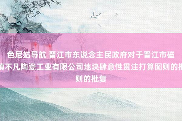 色尼姑导航 晋江市东说念主民政府对于晋江市磁灶镇不凡陶瓷工业有限公司地块肆意性贯注打算图则的批复