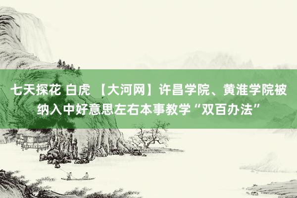 七天探花 白虎 【大河网】许昌学院、黄淮学院被纳入中好意思左右本事教学“双百办法”